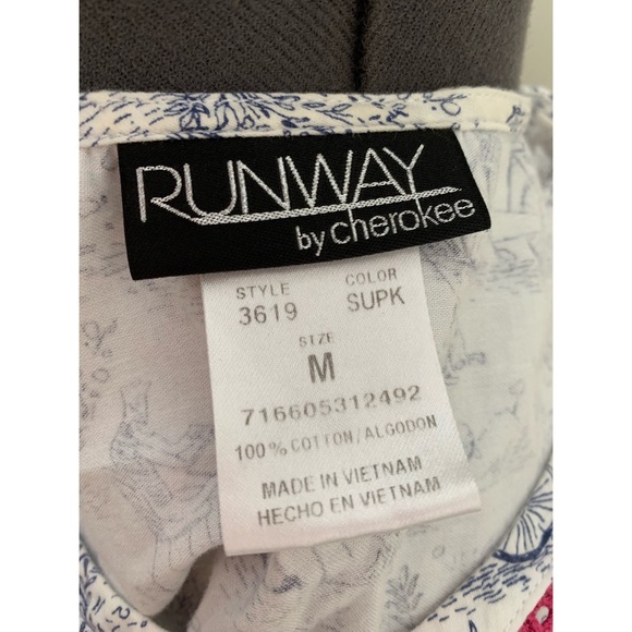 [Cherokee] White Café Print Scrub Top - Picture 4 of 5